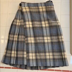 Classic Wool Plaid Pleated Kids Skirt